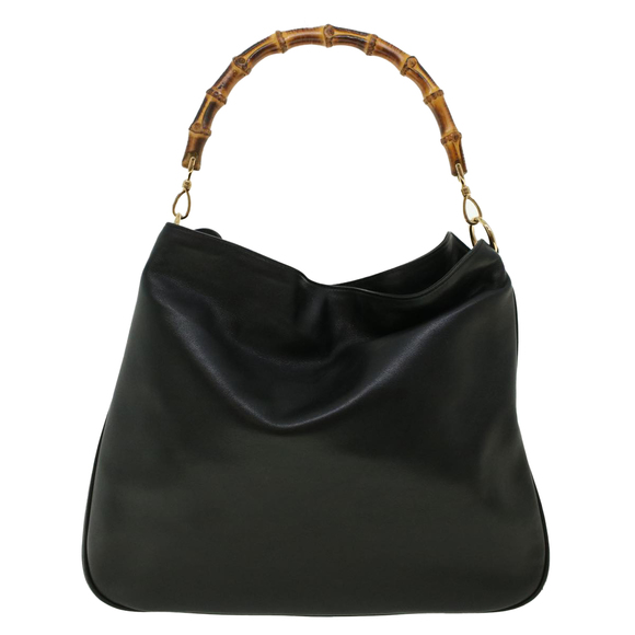 GUCCI Bamboo Hand Bag Leather 2way Black 001.2852.1577.0 Auth 41403 - Picture 13 of 16